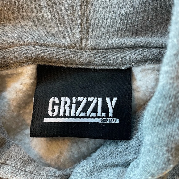 Grizzly Grip Tape Grey Hooded Sweatshirt Mens Medium. #5138 - Picture 4 of 9